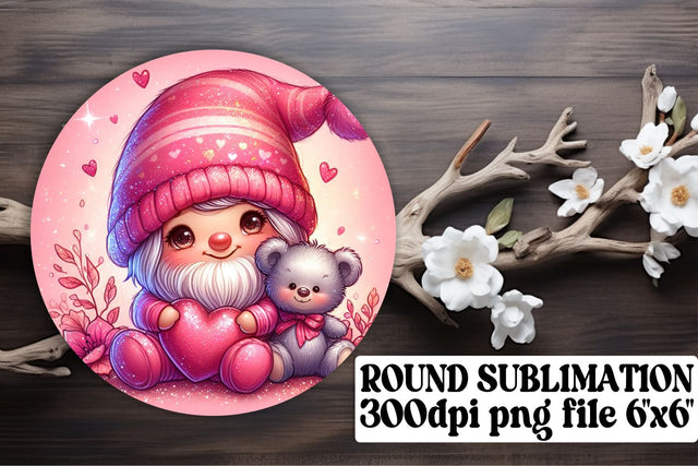 Gnomes and Hearts Sublimation Kit: Circle Art, Keychain, Coaster Sublimation afrosvg 