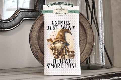 Gnomes and S'mores Sublimation Kitchen Towel Designs Sublimation Ewe-N-Me Designs 