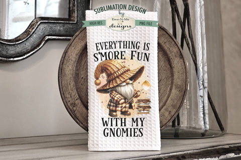Gnomes and S'mores Sublimation Kitchen Towel Designs Sublimation Ewe-N-Me Designs 