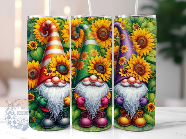 Gnomes And Sunflowers 20 oz Skinny Tumbler, Gnomes Tumbler Png, Straight & Tapered Tumbler Wrap, Instant Digital Download Sublimation ToriDesigns 