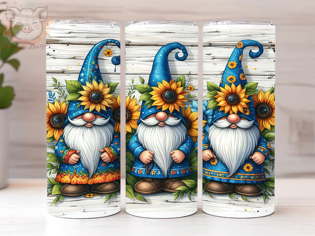 Gnomes And Sunflowers 20oz Tumbler Png, Straight & Tapered Tumbler Png, Gnomes Tumbler Png, Digital Download PNG Sublimation Lara' s Designs 