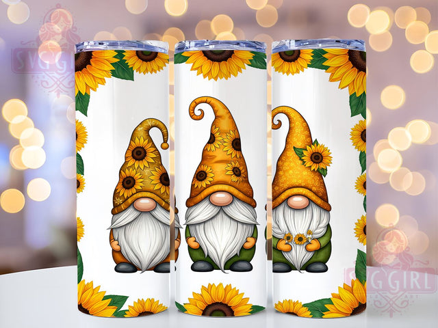Gnomes and Sunflowers 20oz Tumbler Wrap, Gnome Tumbler, Sunflower Design, 20oz Tumbler Wrap, Floral Drinkware, Cute Gnome Gift, Summer Decor, Sublimation Art Sublimation SvggirlplusArt 