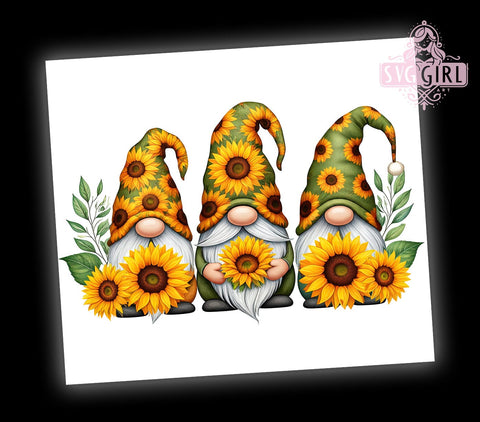 Gnomes and Sunflowers 20oz Tumbler Wrap, Gnome Tumbler, Sunflower Design, 20oz Tumbler Wrap, Floral Drinkware, Cute Gnome Gift, Summer Decor, Sublimation Art Sublimation SvggirlplusArt 