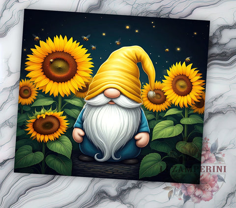 Gnomes and Sunflowers Tumbler Wrap, Gnome Tumbler, Sunflower Design, 20oz Tumbler Wrap, Floral Sublimation, Gift for Gnome Lovers, Spring Decor, Cute Drinkware Sublimation Li Zamperini 