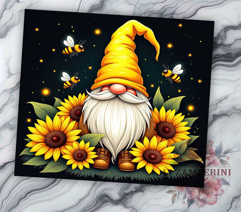 Gnomes and Sunflowers Tumbler Wrap, Gnome Tumbler, Sunflower Design, 20oz Tumbler Wrap, Floral Sublimation, Gift for Gnome Lovers, Spring Decor, Cute Drinkware Sublimation Li Zamperini 