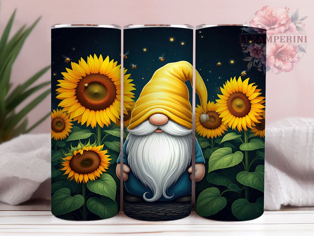 Gnomes and Sunflowers Tumbler Wrap, Gnome Tumbler, Sunflower Design, 20oz Tumbler Wrap, Floral Sublimation, Gift for Gnome Lovers, Spring Decor, Cute Drinkware Sublimation Li Zamperini 