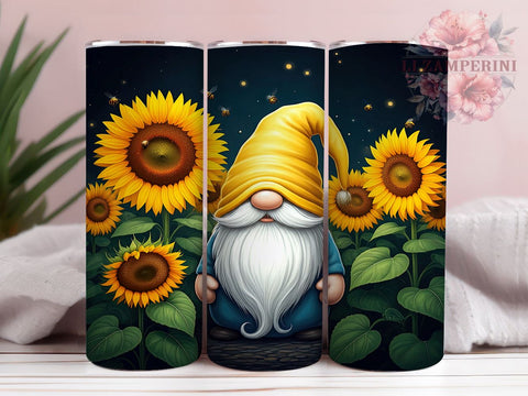 Gnomes and Sunflowers Tumbler Wrap, Gnome Tumbler, Sunflower Design, 20oz Tumbler Wrap, Floral Sublimation, Gift for Gnome Lovers, Spring Decor, Cute Drinkware Sublimation Li Zamperini 