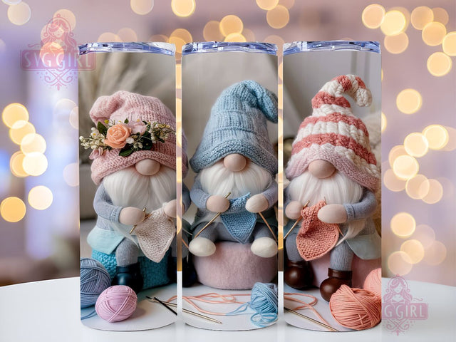 Gnomes Crocheting 20oz Tumbler Wrap Sublimation Design, Straight Tapered Tumbler Wrap, Gnome Tumbler Png, Instant Digital Download Sublimation SvggirlplusArt 
