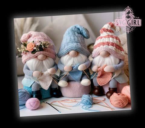 Gnomes Crocheting 20oz Tumbler Wrap Sublimation Design, Straight Tapered Tumbler Wrap, Gnome Tumbler Png, Instant Digital Download Sublimation SvggirlplusArt 