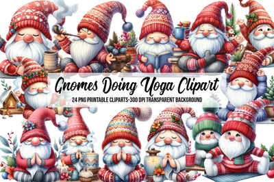 Gnomes Doing Yoga Clipart Sublimation Rupkotha 