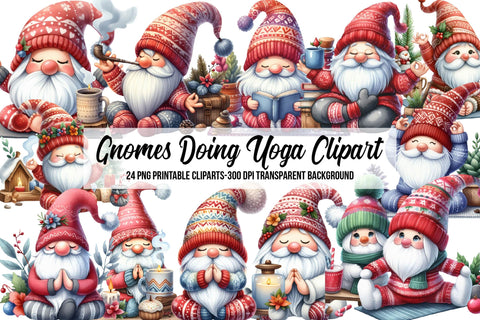 Gnomes Doing Yoga Clipart Sublimation Rupkotha 