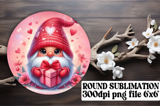 Gnomes & Hearts Sublimation: Circle Art, Keychain, Coaster Ensemble Sublimation afrosvg 