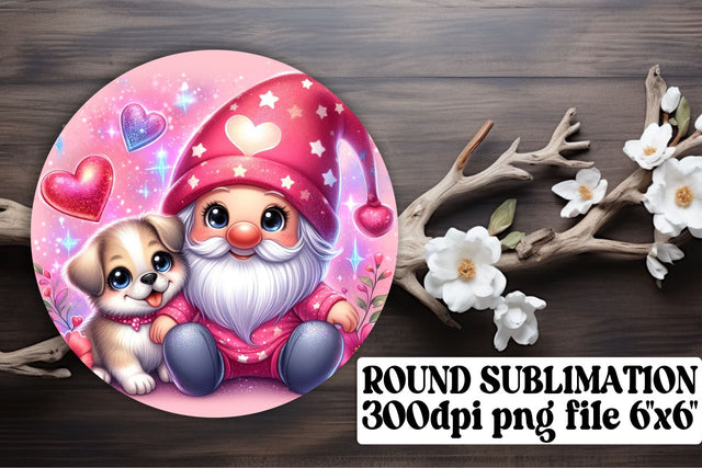 Gnomes in Love Sublimation: Circle & Keychain Art, Coaster Included Sublimation afrosvg 