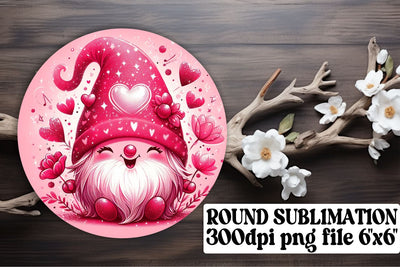 Gnomes in Love Valentines Sublimation: Circle & Keychain Art Sublimation afrosvg 