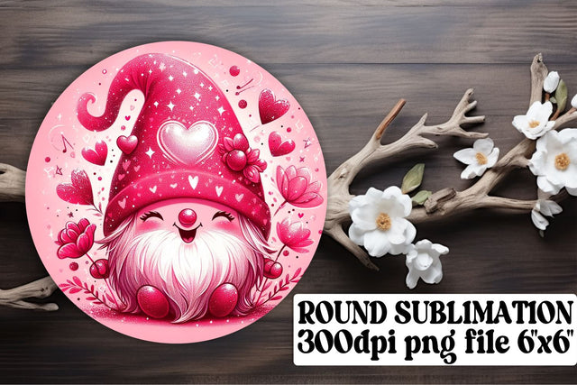 Gnomes in Love Valentines Sublimation: Circle & Keychain Art Sublimation afrosvg 