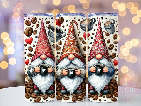 Gnomes Love Coffee 20oz Tumbler Wrap Sublimation Design, Straight Tapered Tumbler Wrap, Coffee Gnome Tumbler Png, Instant Digital Download Sublimation SvggirlplusArt 