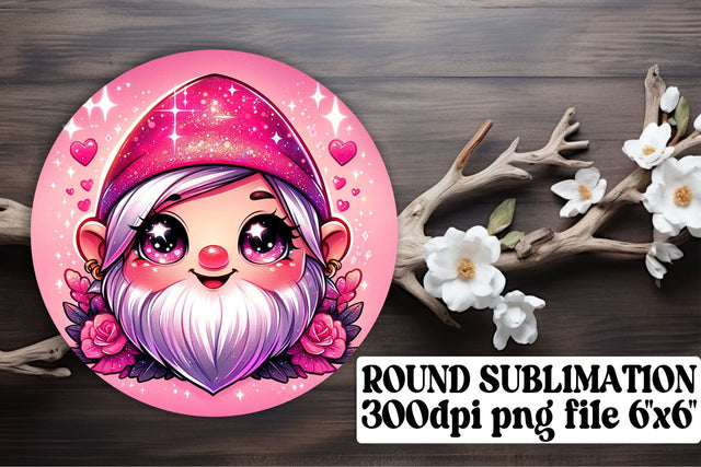 Gnomes of Love Sublimation Bundle: Round Ornaments, Keychain, Coaster Collection Sublimation afrosvg 