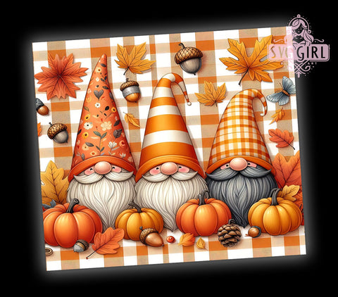 Gnomes Pumpkin 20oz Tumbler Wrap Sublimation Design, Straight Tapered Tumbler Wrap, Happy Fall Yall Gnome Tumbler Png, Instant Digital Download Sublimation SvggirlplusArt 