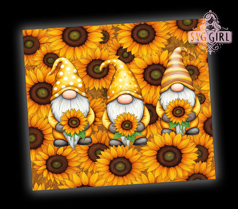 Gnomes Sunflower Floral Cute Summer Garden Tumbler Wrap, 20oz Drinkware, Floral Gnome Design, Cute Gnome Gifts, Summer Tumbler, Garden Decor Tumbler Sublimation SvggirlplusArt 