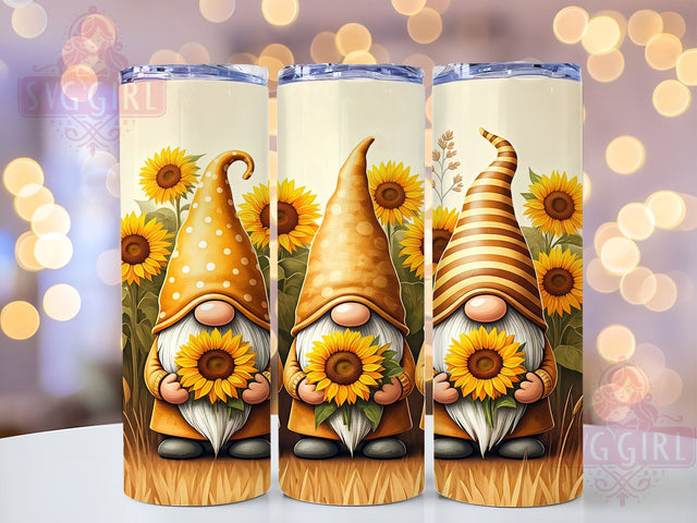 Gnomes Sunflower Floral Cute Summer Garden Tumbler Wrap, 20oz Drinkware, Floral Gnome Design, Cute Gnome Gifts, Summer Tumbler, Garden Decor Tumbler Sublimation SvggirlplusArt 