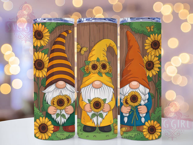 Gnomes Sunflowers 20oz Tumbler, Gnomes, Sunflowers, Tumbler Wrap, Sublimation Design, 20oz Tumbler, Floral Vibes, PNG Wrap Sublimation SvggirlplusArt 