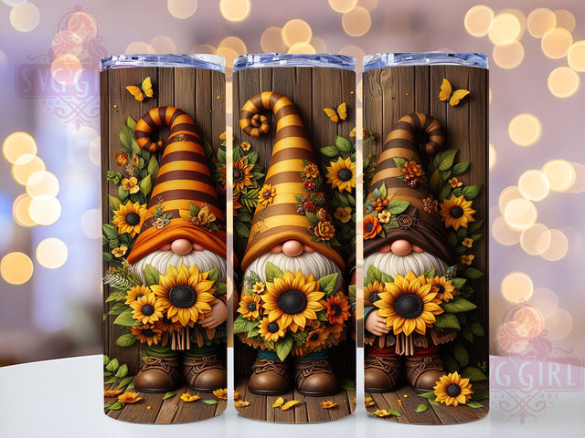 Gnomes Sunflowers 20oz Tumbler, Gnomes, Sunflowers, Tumbler Wrap, Sublimation Design, 20oz Tumbler, Floral Vibes, PNG Wrap Sublimation SvggirlplusArt 