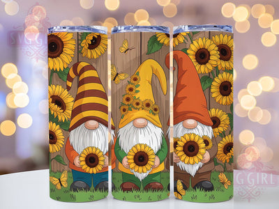 Gnomes Sunflowers 20oz Tumbler, Gnomes, Sunflowers, Tumbler Wrap, Sublimation Design, 20oz Tumbler, Floral Vibes, PNG Wrap Sublimation SvggirlplusArt 