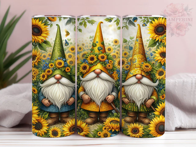 Gnomes Sunflowers 20oz Tumbler Wrap PNG, Gnomes Tumbler Png, Straight & Tapered Tumbler Wrap, Instant Digital Download Sublimation Li Zamperini 