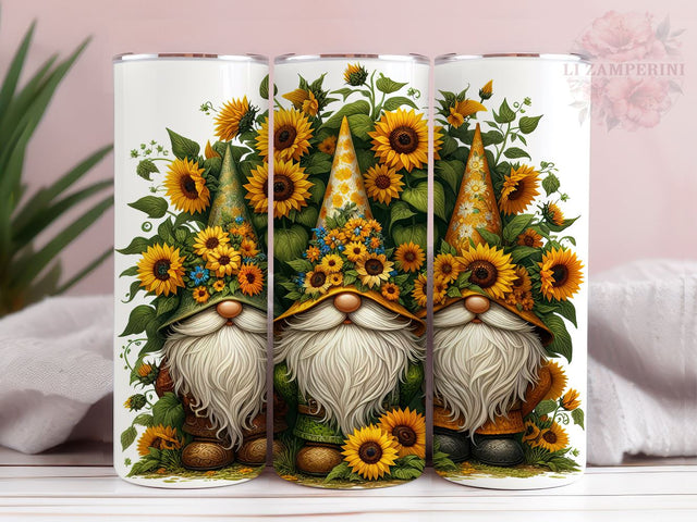 Gnomes Sunflowers 20oz Tumbler Wrap PNG, Gnomes Tumbler Png, Straight & Tapered Tumbler Wrap, Instant Digital Download Sublimation Li Zamperini 