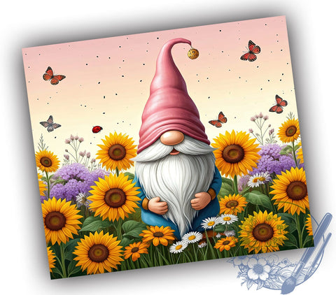Gnomes Tumbler, Sunflower Decor, 20oz Tumbler Wrap, Sublimation Design, Floral Gnome Gift, Garden Drinkware, Whimsical Art Sublimation ToriDesigns 