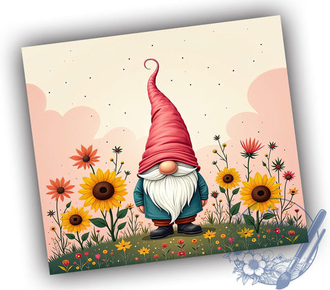 Gnomes Tumbler, Sunflower Decor, 20oz Tumbler Wrap, Sublimation Design, Floral Gnome Gift, Garden Drinkware, Whimsical Art Sublimation ToriDesigns 
