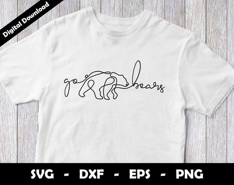 Go Bears SVG Cut File, Bears One line drawing SVG Design, Bears Sport Mascot SVG Arthur Arellano 