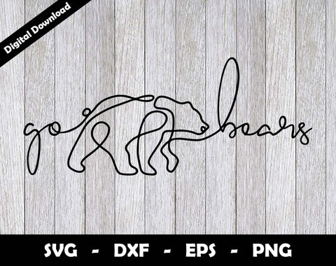 Go Bears SVG Cut File, Bears One line drawing SVG Design, Bears Sport Mascot SVG Arthur Arellano 