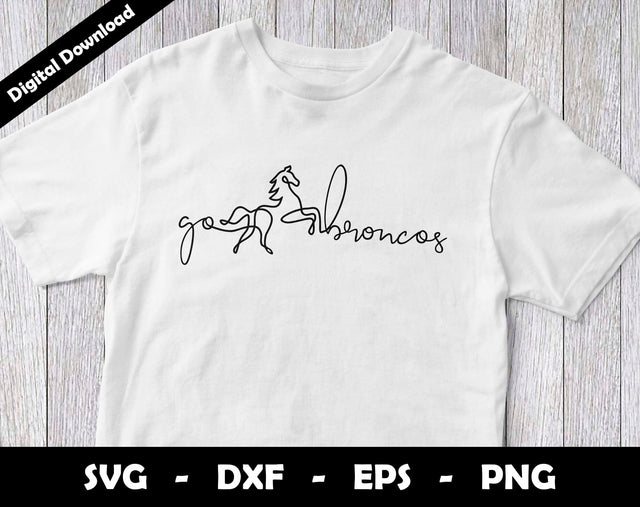 Go Broncos SVG Cut File, Broncos One line drawing SVG Design, Broncos Football Mascot SVG Arthur Arellano 
