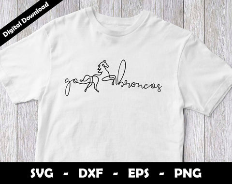 Go Broncos SVG Cut File, Broncos One line drawing SVG Design, Broncos Football Mascot SVG Arthur Arellano 