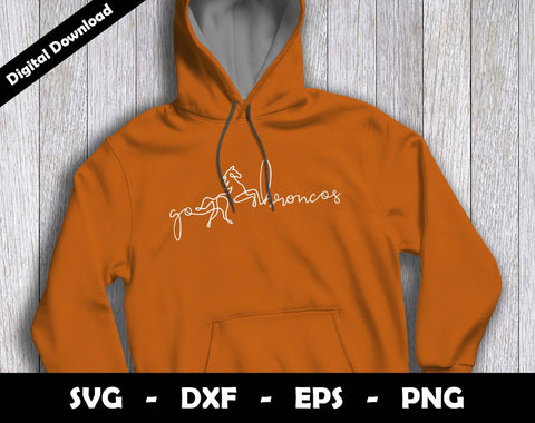 Go Broncos SVG Cut File, Broncos One line drawing SVG Design, Broncos Football Mascot SVG Arthur Arellano 