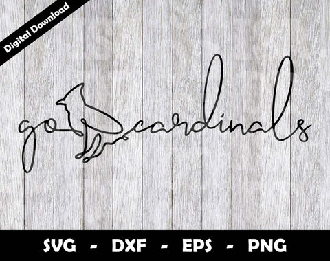Go Cardinals SVG Cut File, Cardinals One line drawing SVG Design, Cardinals Football Mascot SVG Arthur Arellano 