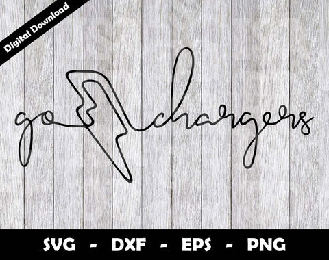 Go Chargers SVG Cut File, Chargers One line drawing SVG Design, Chargers Football Mascot SVG Arthur Arellano 