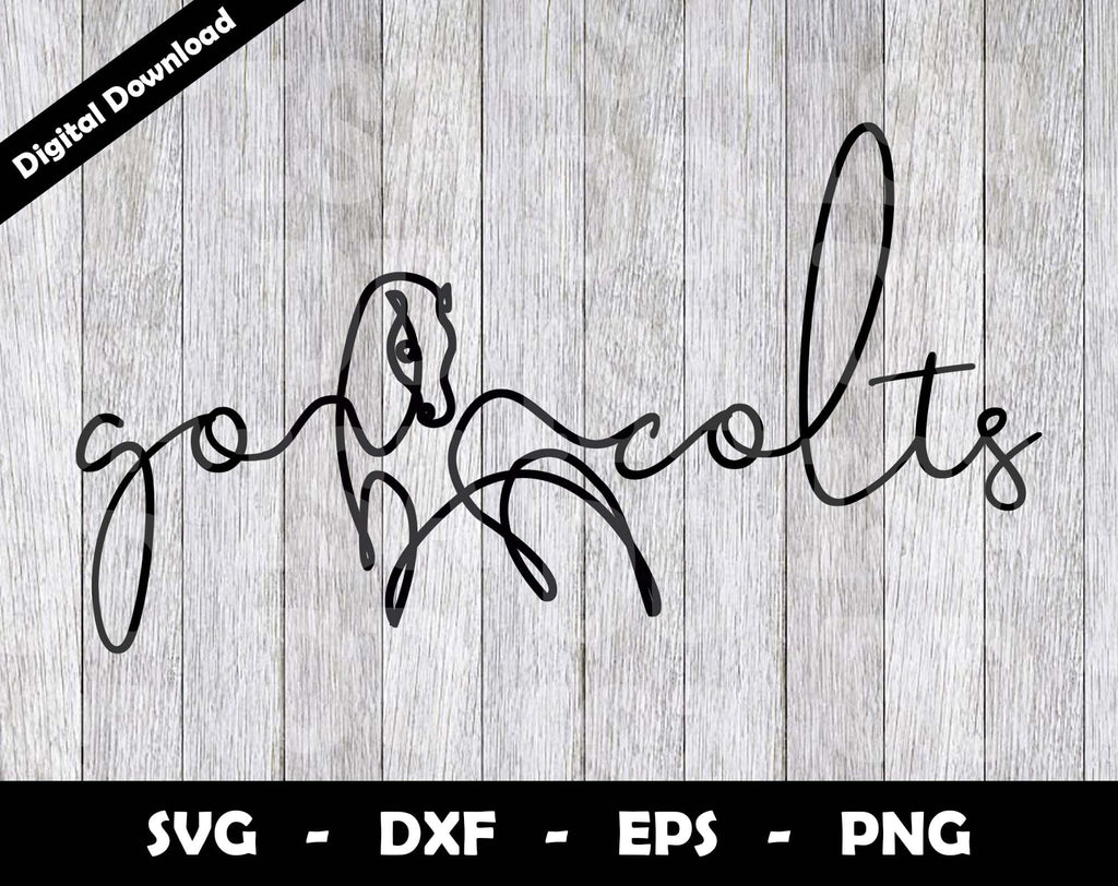 Go Colts SVG Cut File, Colts One line drawing SVG Design, Colts ...