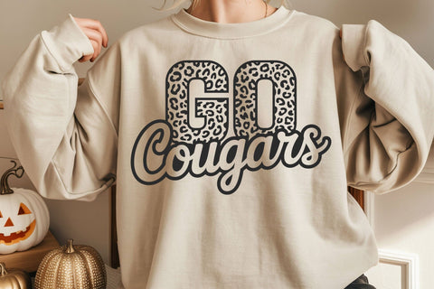 Go Cougars Leopard Svg, Go Cougars Football Svg, Run Cougars Svg, Cheer Mom T-Shirt SVG DesignDestine 