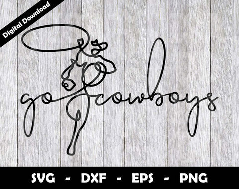 Go Cowboys SVG Cut File, Cowboys One line drawing SVG Design, Cowboys Football Mascot SVG Arthur Arellano 