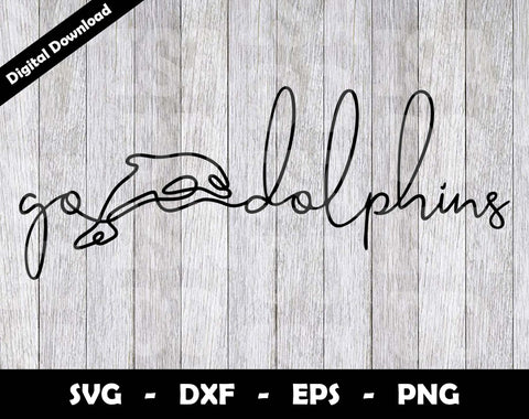 Go Dolphins SVG Cut File, Dolphins One line drawing SVG Design, Dolphins Football Mascot SVG Arthur Arellano 