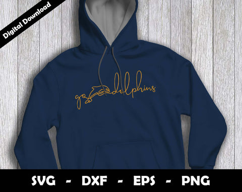 Go Dolphins SVG Cut File, Dolphins One line drawing SVG Design, Dolphins Football Mascot SVG Arthur Arellano 