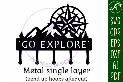 Go explore mountains and compass Key holder designs SVG APInspireddesigns 