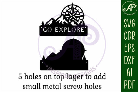 Go explore mountains and compass Key holder designs SVG APInspireddesigns 
