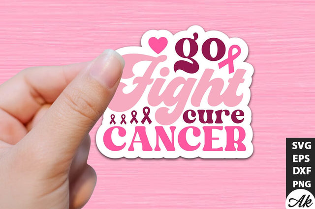 Go fight cure cancer Retro Stickers SVG akazaddesign 