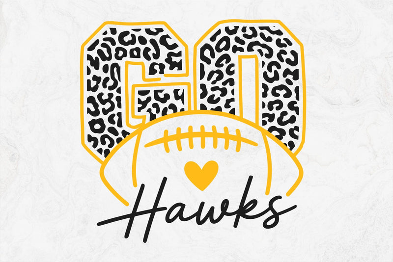 Go Hawks Football SVG PNG, Leopard Hawks Mascot Cheer Cut File, Hawks Mom Shirt Design, School Spirit Cricut SVG for Game Day Fans SVG DesignDestine 