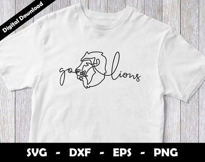 Go Lions SVG Cut File, Lions One line drawing SVG Design, Lions Football Mascot SVG Arthur Arellano 
