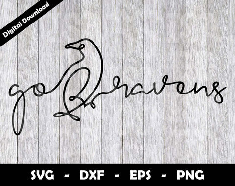 Go Ravens SVG Cut File, Ravens One line drawing SVG Design, Ravens Football Mascot SVG Arthur Arellano 