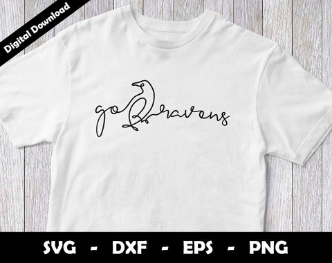 Go Ravens SVG Cut File, Ravens One line drawing SVG Design, Ravens Football Mascot SVG Arthur Arellano 
